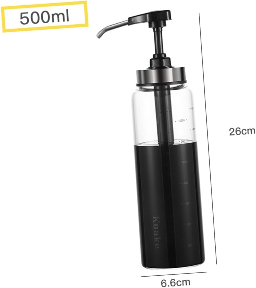 BRIGHTFUFU 500ml Glass and Steel Sauce Press Bottle