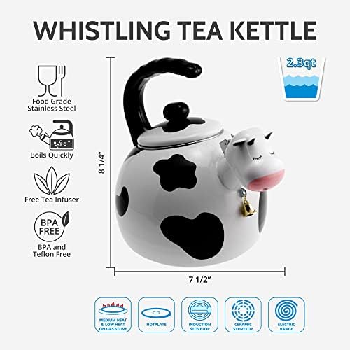 Supreme Housewares Cow Whistling Tea Kettle 23 Quart