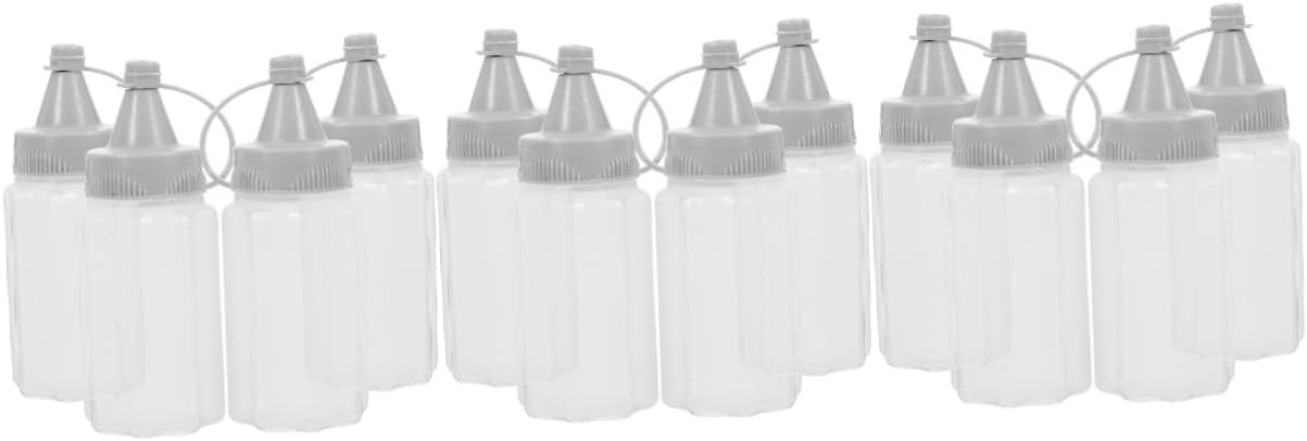 12 Pcs Dark Grey PP Condiment Squeeze Bottles 1
