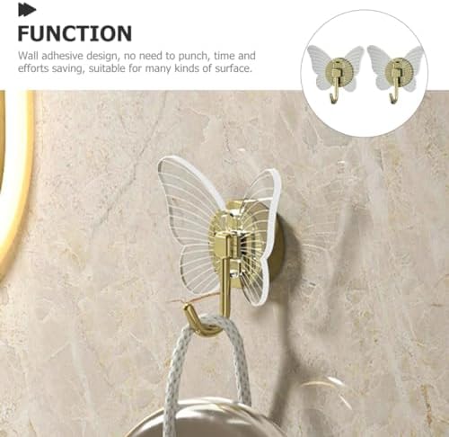GLEAVI 2Pcs Butterfly Adhesive Wall Hooks Key Hangers for Home Storage