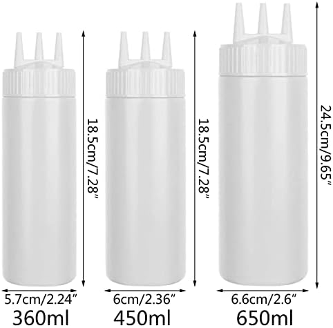 3-Head Squeeze Condiment Sauce Bottle with Cap for Kitchen