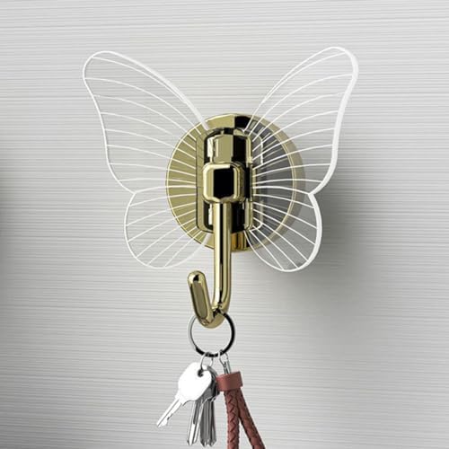 GLEAVI 2Pcs Butterfly Adhesive Wall Hooks Key Hangers for Home Storage