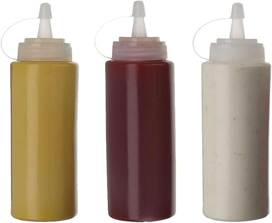 3 Pack 12 Oz Condiment Squeeze Bottles with Twist On Cap
