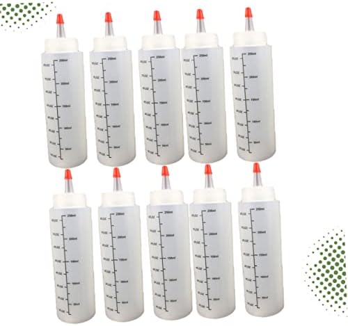 10pcs 250ML Refillable Condiment Squeeze Bottles with Cap