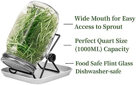 Lulonpon 2pcs Sprouts Growing Jar Kit 86mm 1000ml