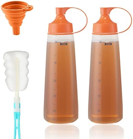 TOCKONIMN 2pcs 18oz Condiment Squeeze Bottles with Red Cap and Funnel