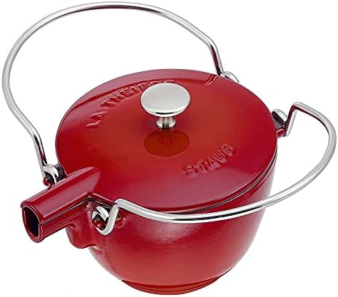 Staub Cast Iron 1 Qt Tea Kettle - Cherry Made in France