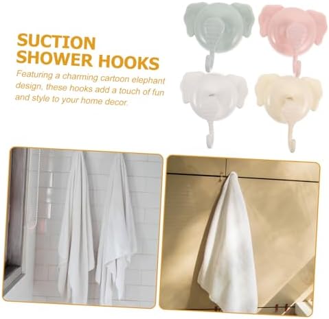 Cabilock Bathroom Suction Cup Hooks 4pcs Elephant Design No Drill