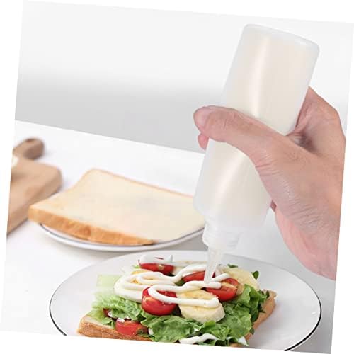 6 Pack 250ml Pointed Mouth Squeeze Bottles for Condiment Use