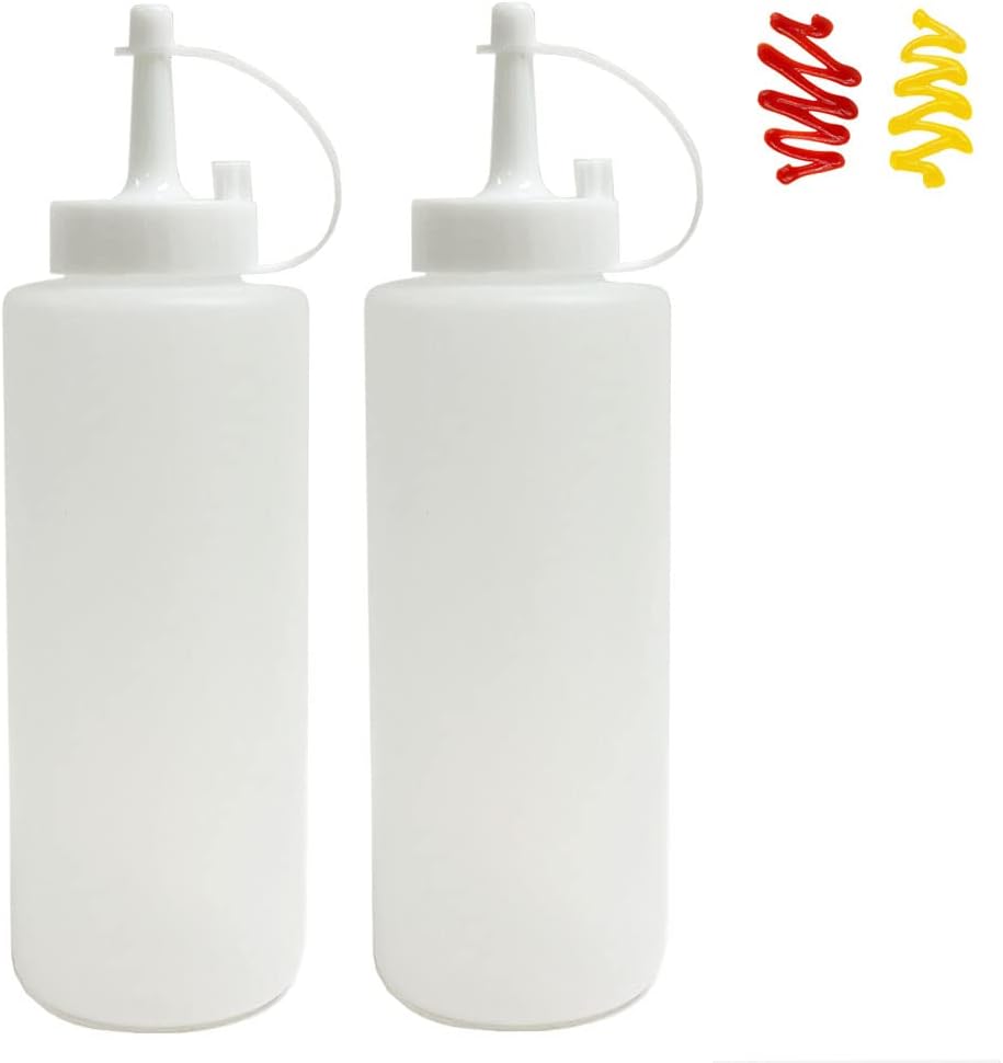 2 Pack 12oz Clear Plastic Squeeze Bottles for Condiments