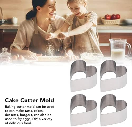 PerGar 4Pcs Heart Shaped Cake Ring Molds Set