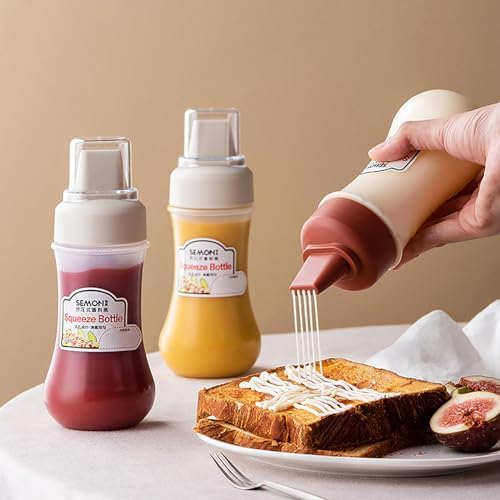 Wusteg 5 Hole Squeeze Bottles with Nozzles Gray