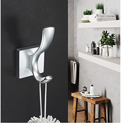 XUNTING 5-Piece Wall Mounted Coat Hooks Heavy Duty Metal Hangers Silver