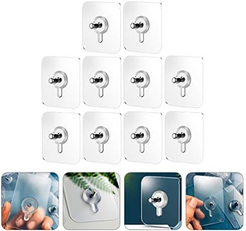 Alipis 10pcs Transparent Adhesive Ceiling Hooks No Nail No Trace