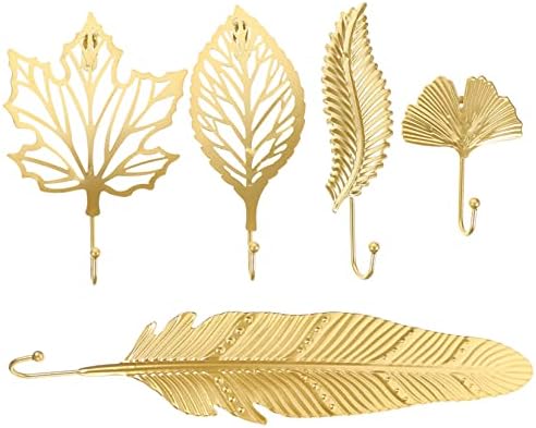 Healeved 5pcs Leaf Hook Wall Mounted Towel Holder