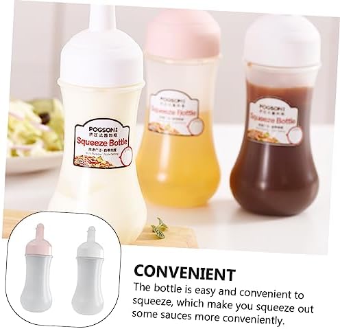 STOBAZA 2Pcs 350ml Squeeze Sauce Bottles with Measurement Marks
