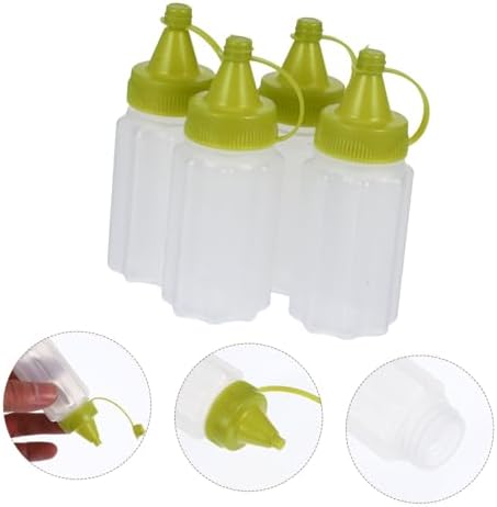4pcs Transparent Condiment Squeeze Bottles Set for Ketchup Honey BBQ