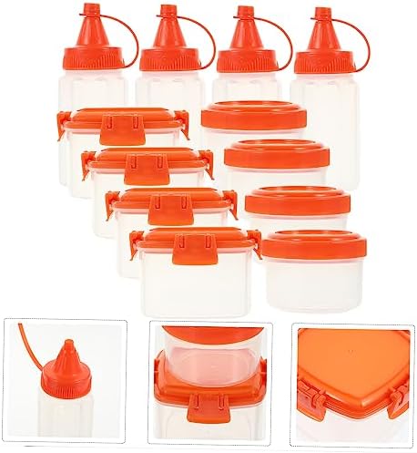 Mikinona 12-Pack Square Sauce Bottles with Lids
