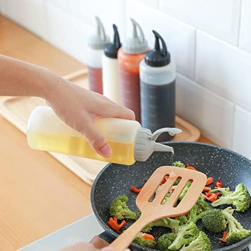 Cuteam Squeeze Oil Pot - BPA Free Condiment Bottle with Clear Scale Leakproof Lid