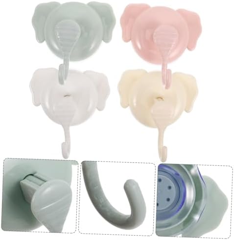 Cabilock Bathroom Suction Cup Hooks 4pcs Elephant Design No Drill