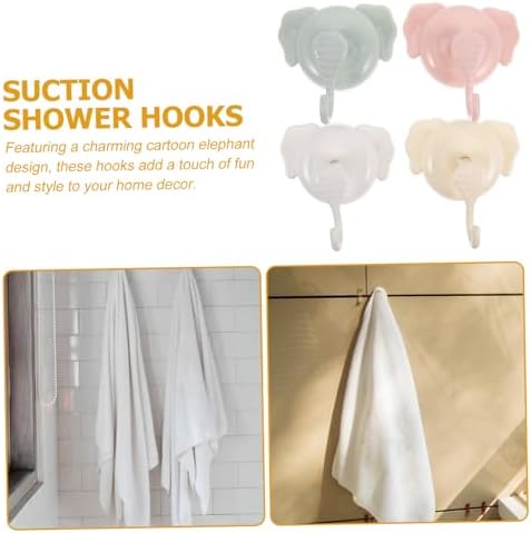 PRETYZOOM 4pcs Cartoon Elephant Suction Cup Hooks No Drill Removable 1