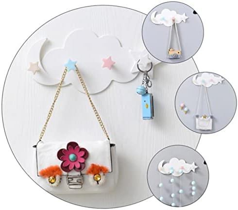 Ciieeo 2pcs Cloud Moon Adhesive Hooks for Keys Bags Hats