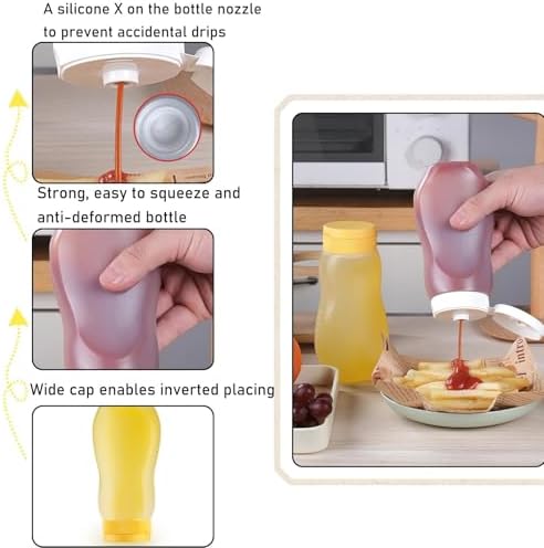 KLEYE Squeeze Bottles Pack of 5 500ml with Flip Cap