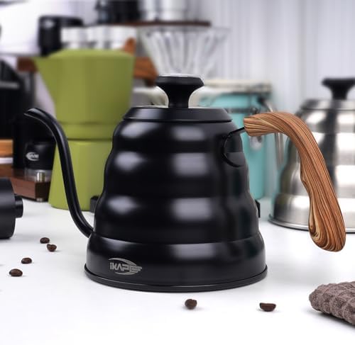 IKAPE Gooseneck Coffee Kettle 40oz with Thermometer