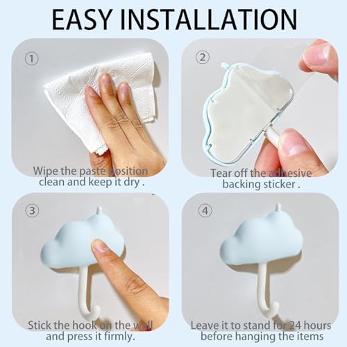 Tizee 6Pcs Moon Cloud Wall Hooks Key Holder