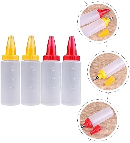 4pcs4 Sets Clear Condiment Squeeze Bottles for Cake Icing Piping