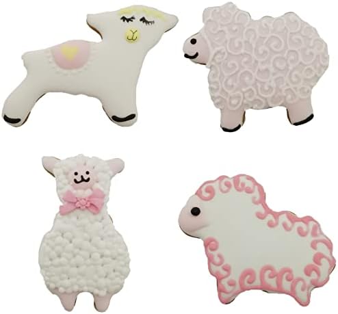 Qhonhon 4pcs Sheep Cookie Cutter Set Stainless Steel Lamb Series Baking Molds