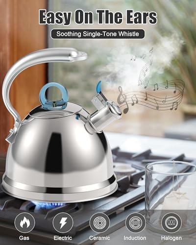 Harriet Whistling Tea Kettle 25 Quart Stainless Steel with Dolphin Handle