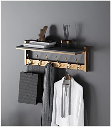 Gold And Grey Wall Mounted Coat Rack with 6 Hooks