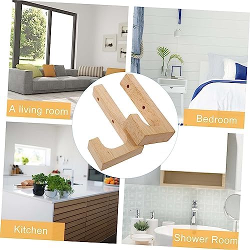 IMIKEYA 2PCS Wooden Wall Hooks for Coat and Towel