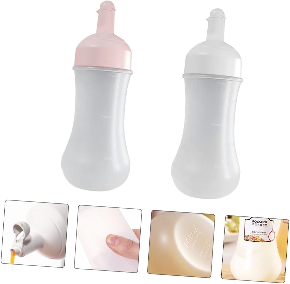 Cabilock 2Pcs 350ml Sauce Squeeze Bottles for Ketchup and BBQ