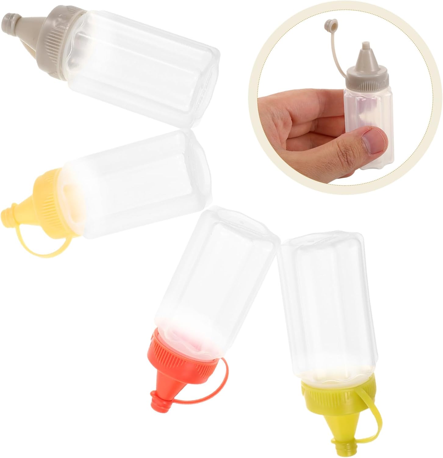 Set of 4 Mini Condiment Bottles for BBQ and Salad