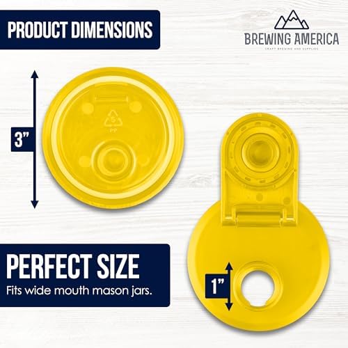 Mason Jar Lids Wide Mouth Plastic 4 Pack - Made in USA Yellow
