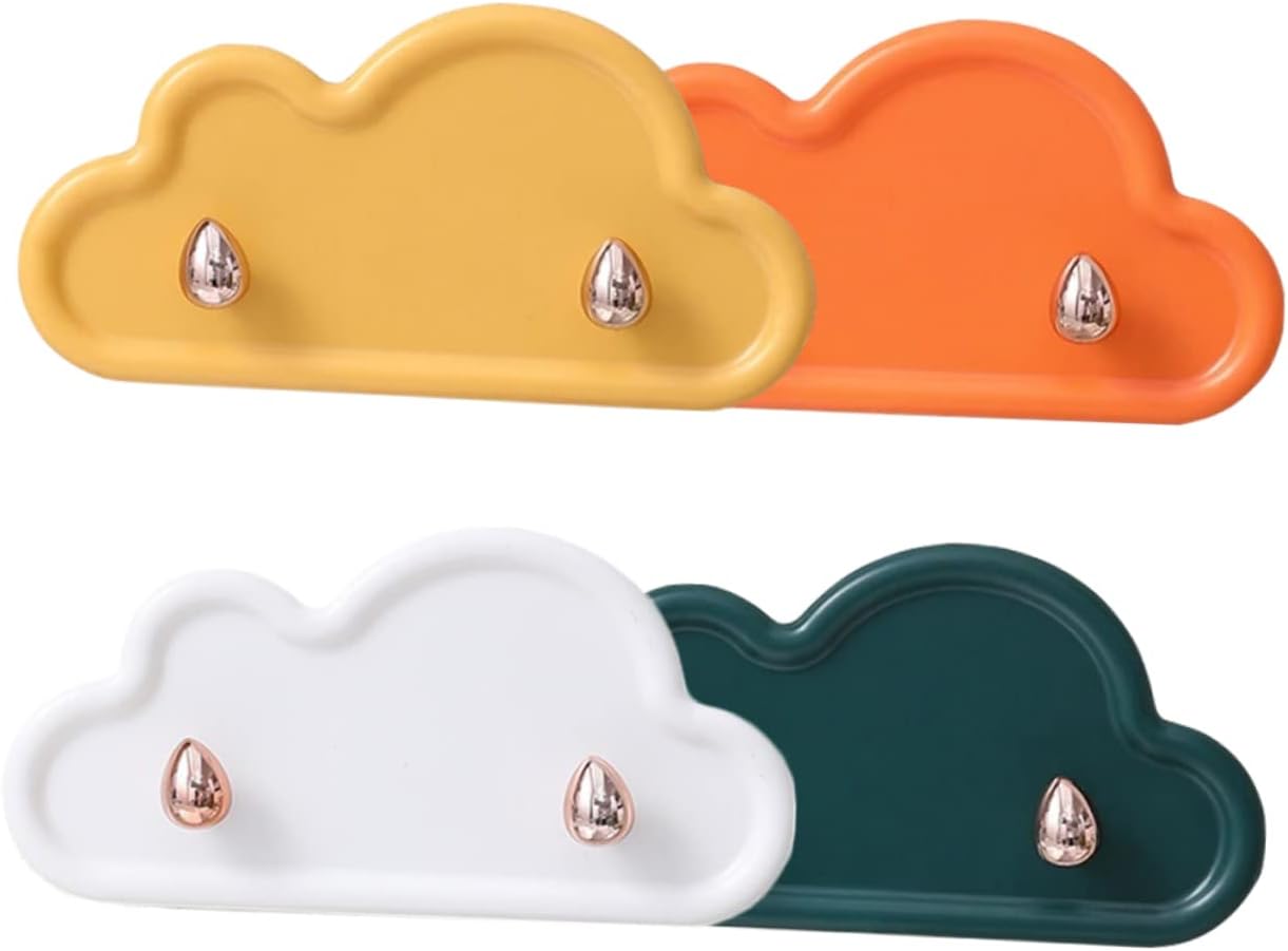 DOITOOL 4Pcs Adhesive Wall Hooks Decorative Key Towel Holders