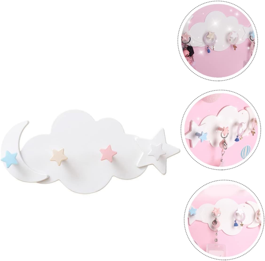 PENIKOKO 2pcs Star Moon Wall Hooks Adhesive Decor