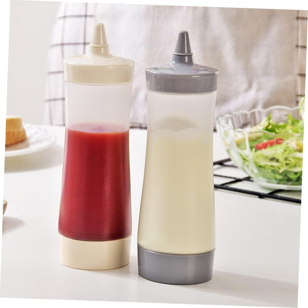 HOLIDYOYO 6 Pcs Reusable Condiment Squeeze Bottles with Lids - Pink