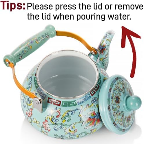 Pumtus 26 Quart Enamel Tea Kettle with Ceramic Handle
