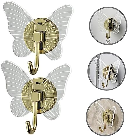 Happyyami 2pcs Butterfly Wall Hooks for Bathroom and Key Holders 1