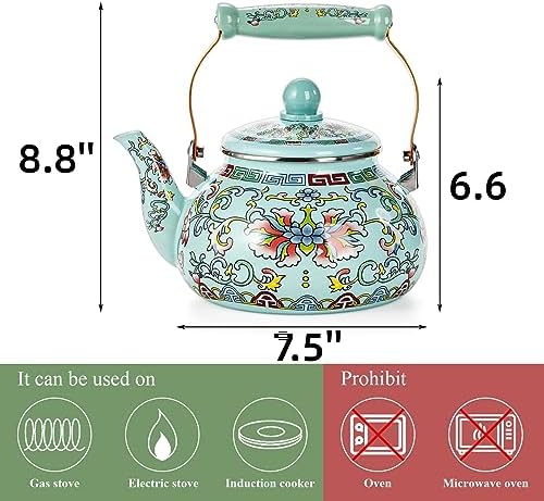 Pumtus 26 Quart Enamel Tea Kettle with Ceramic Handle