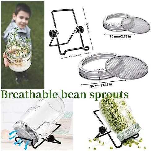 Lulonpon 2pcs Sprouts Growing Jar Kit 86mm 1000ml