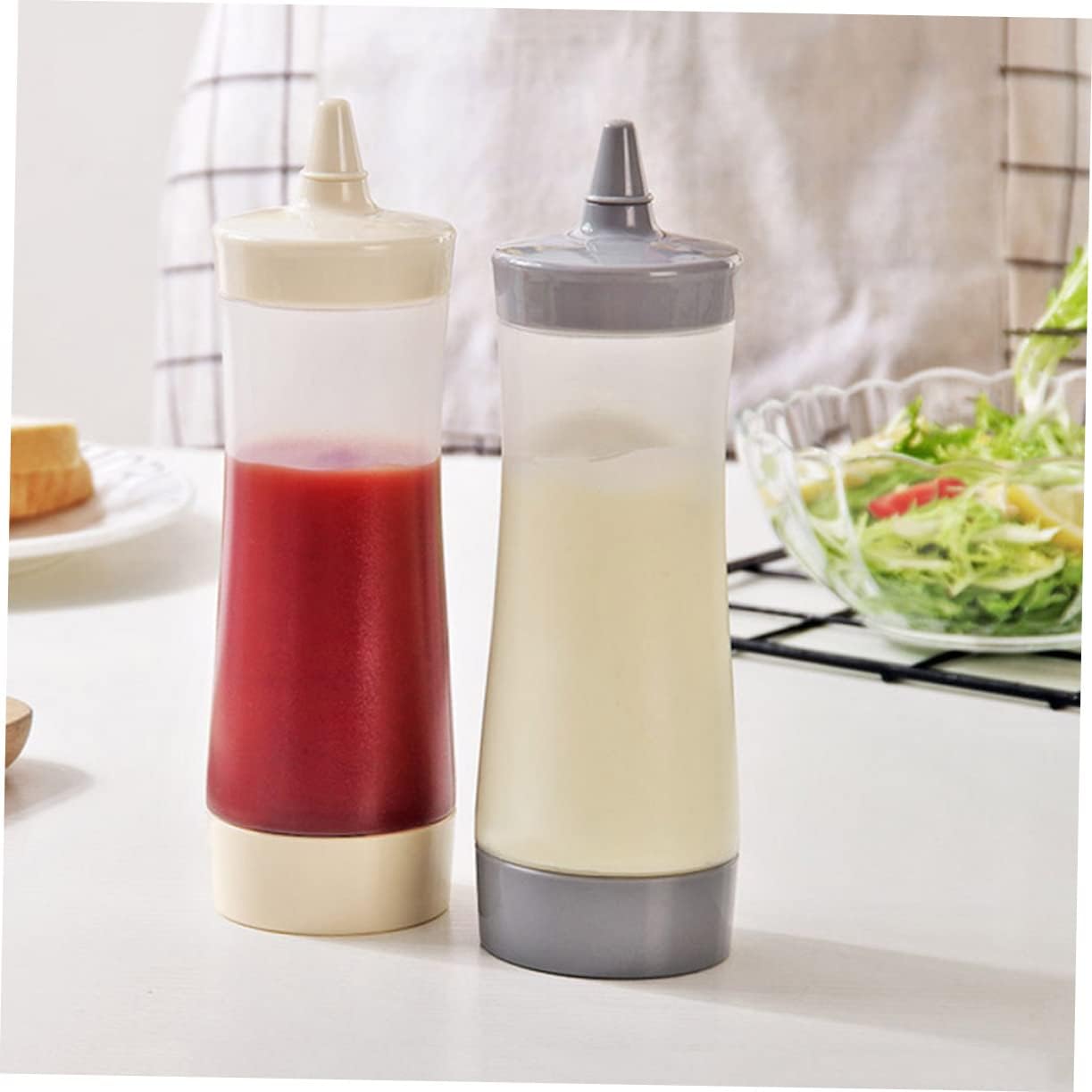 350ml Reusable Condiment Squeeze Bottle Leakproof Grey