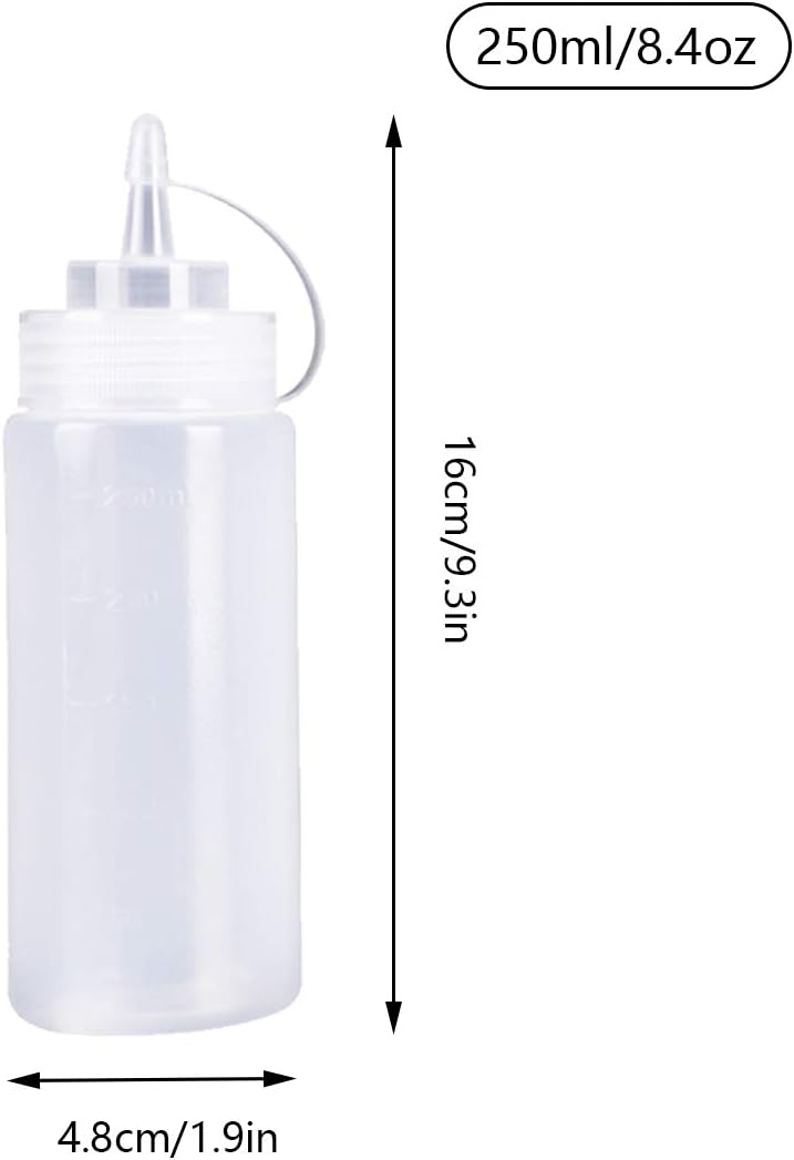 12Pcs Condiment Squeeze Bottles with Twist Cap and Measurements