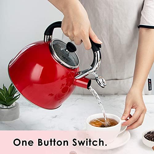 Rorence 25 Qt Tea Kettle with Glass Lid and Whistle
