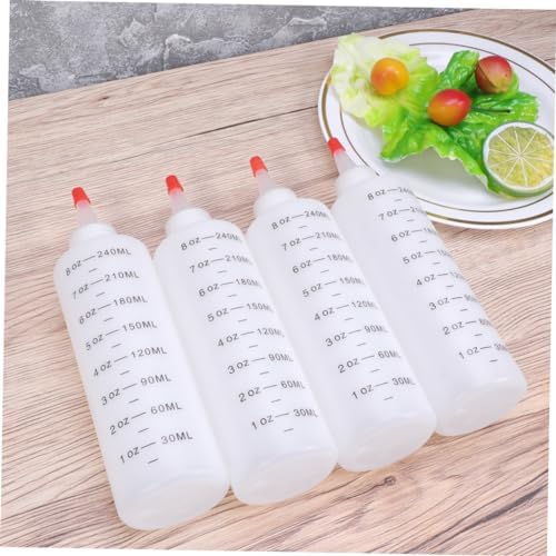 4pcs Plastic Tipped Salad Bottles with Red Lids for Condiments