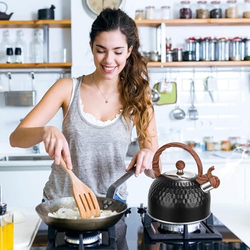 Sorfity Whistling Tea Kettle 25L with Wood Handle Black