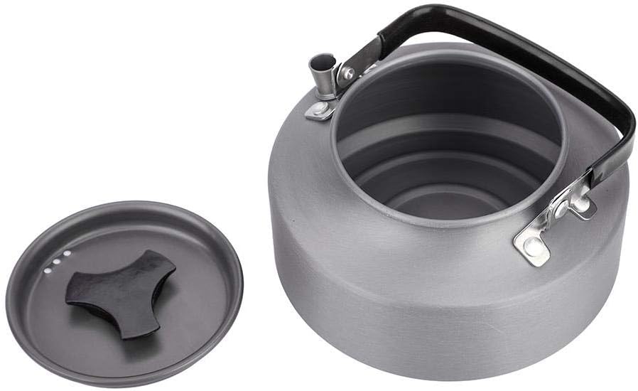 Fdit 11L Aluminum Teapot for Camping Hiking Kitchen Black Handle